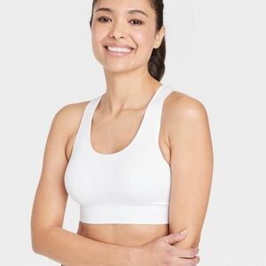 Seamless Medium Support Racerback Midline Sports Bra - All In Motion™ White new